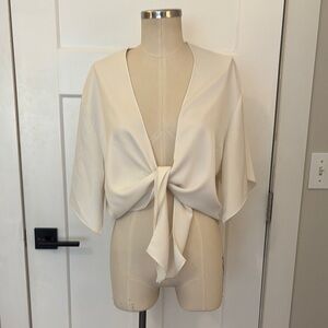 SOLD - Jay Godfrey Cream Tie-Front Blouse / Shall